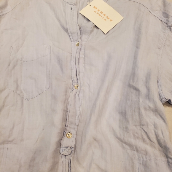 NWT$395 Isabel Marant Etoile Mock Neck Shirt Dress Tonal Stripe Tunic 36 (4) S-M - Picture 9 of 16